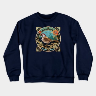 Sparrow Embroidered Patch with Accents Crewneck Sweatshirt